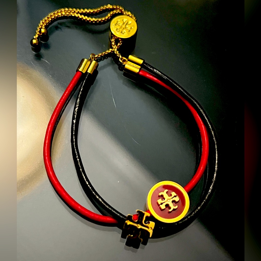 KIRA ENAMELED SLIDER BRACELET red and black